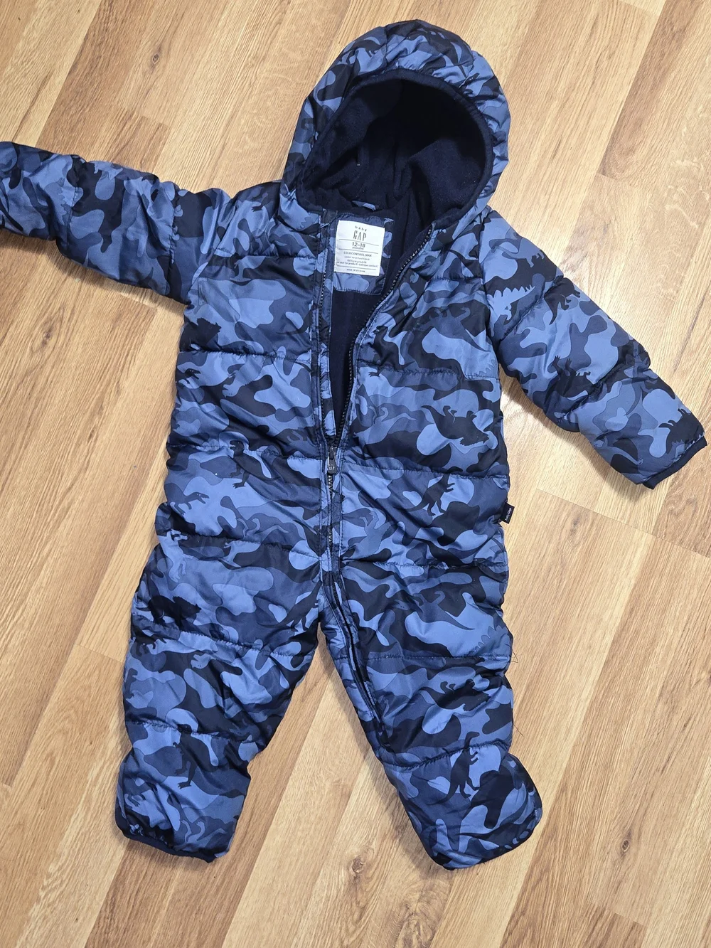 GAP Blue Camo Hooded One-Piece Snowsuit